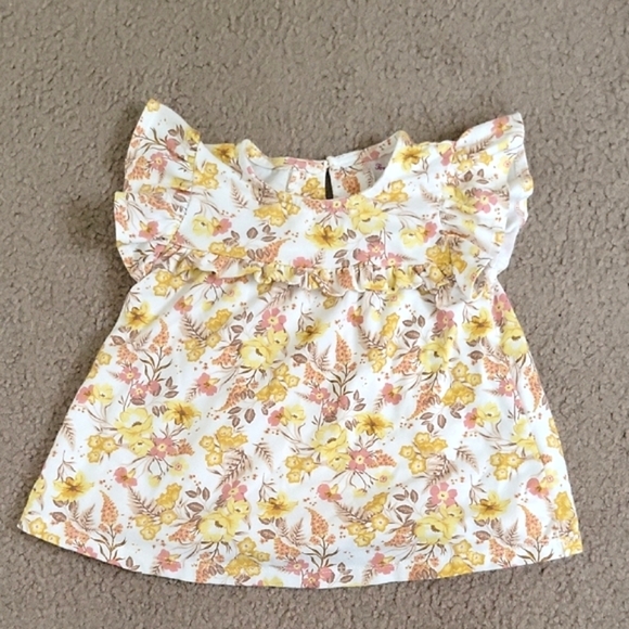 Tommy Bahama Yellow Pink Ruffle Flutter Sleeve Baby Dress - Size 24M - Picture 1 of 8